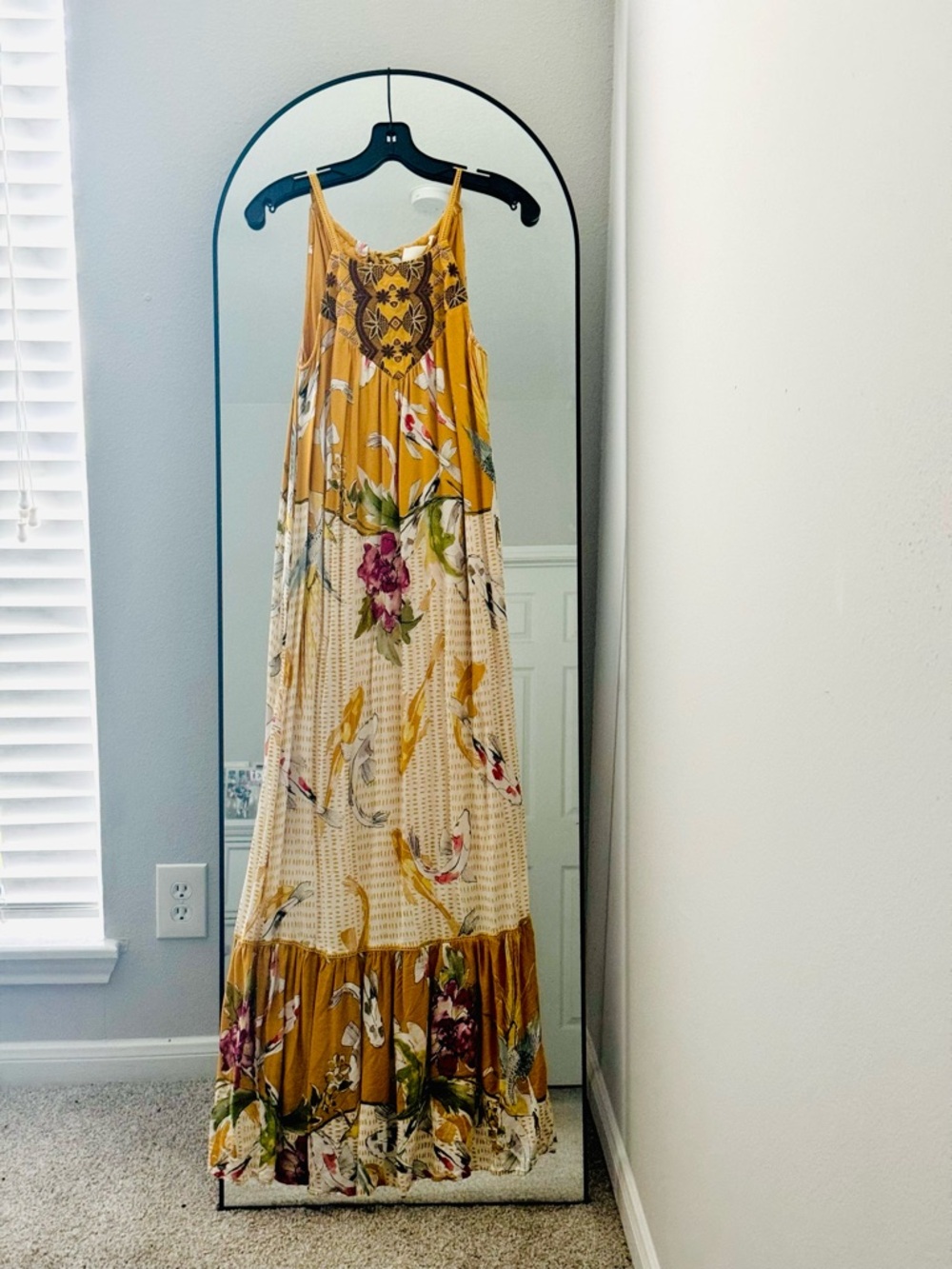 Anthropologie One September Paradiso Koi Fish Boho Hippie Maxi Dress XS